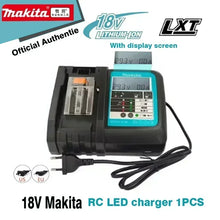 Makita DC18RC black charger front view with LED display and ports