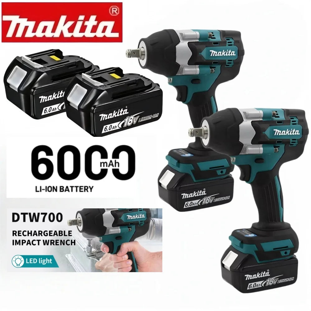 Makita DTW700 speed control detail in black and blue