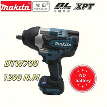 Makita DTW700 front view highlighting brushless motor in blue and black