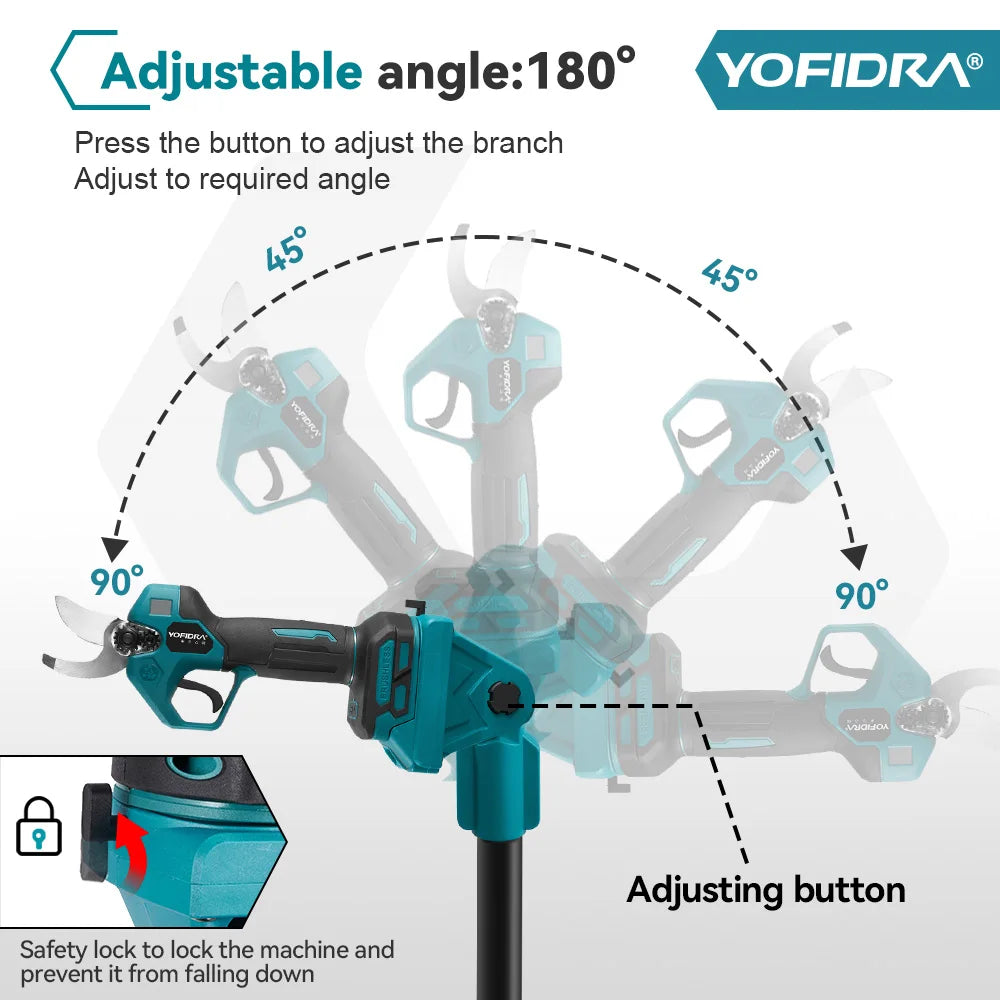 YOFIDRA adjustable pole angle detail, 180-degree angle shown on white background