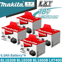 Makita 18V batteries packaging, 6.0Ah x4 in red and black front view