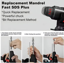 Makita 18V rotary hammer replacement mandrel detail, quick chuck close-up
