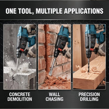 Makita 18V cordless rotary hammer lifestyle shot, blue and black tool