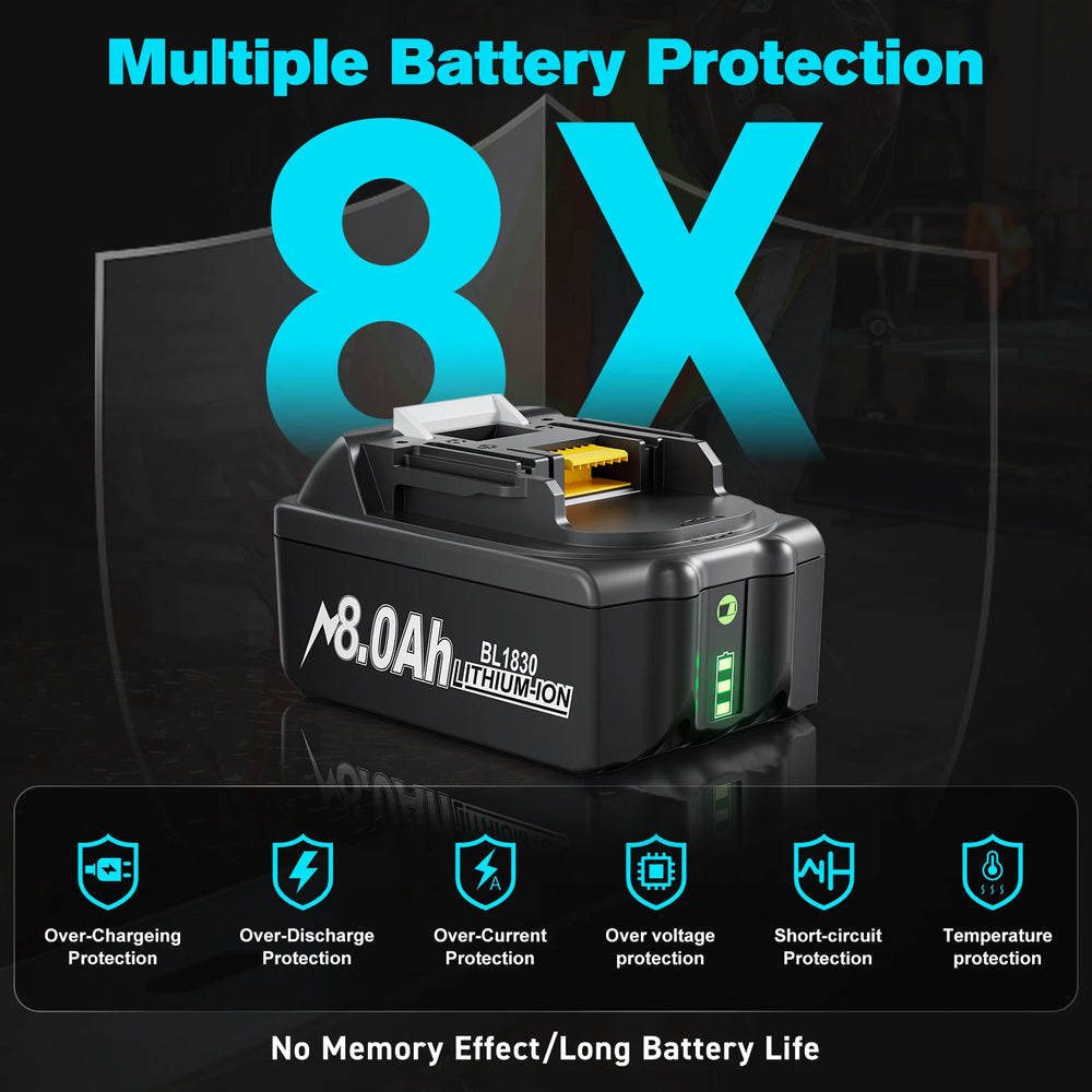 Turpow 18V battery protection detail close-up in black and green