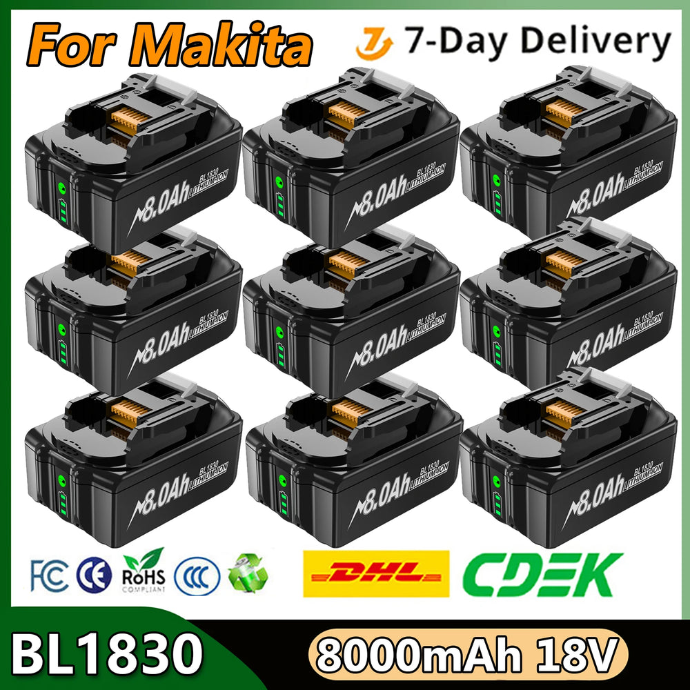 Turpow 18V battery front view in black and orange, compatible Li-ion pack