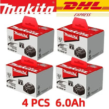 4 PCS 6.0Ah battery pack packaging in red, white, and black, front view