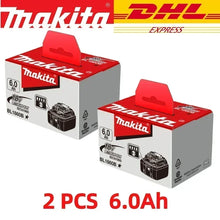 Makita 6.0Ah battery pack packaging in black and red, front view