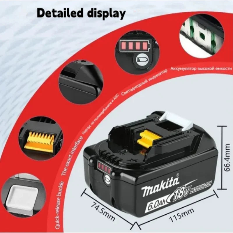 Close-up charger detail in black and blue packaging, dual-slot design