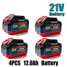 Makita 21V 4-pack batteries front view, large capacity in red and black