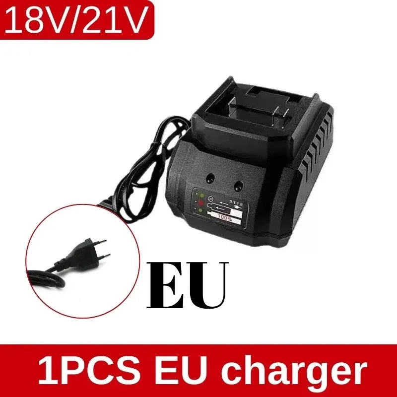 Makita 21V battery packaging, EU charger compatible with 18V/21V