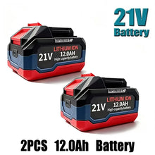 Makita 21V battery lifestyle set with drill, red and black on solid background