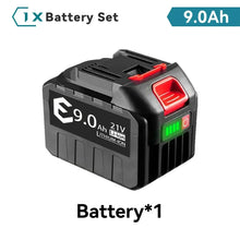21V Li-ion battery pack with LED indicator, black-red-green on white