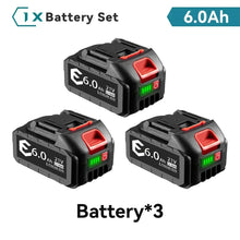 21V Li-ion battery set with three packs and LED indicators on white