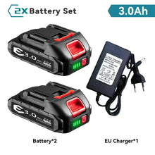 21V Li-ion battery set with charger, two packs and LED indicators