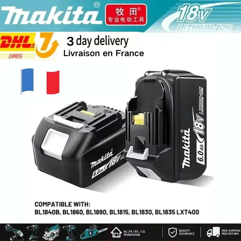 Makita 6Ah battery packaging, black and blue with white accents
