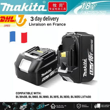 Makita 6Ah battery packaging, black and blue with white accents