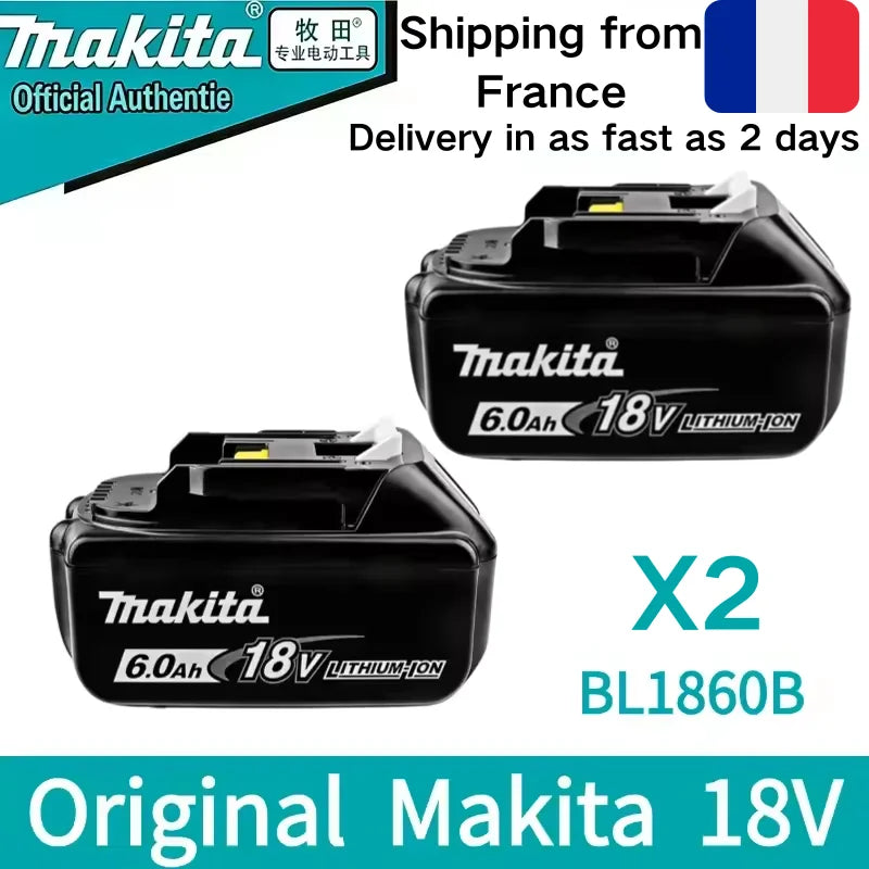 Makita 18V BL1820B battery packaging featuring BL1860B, black and yellow