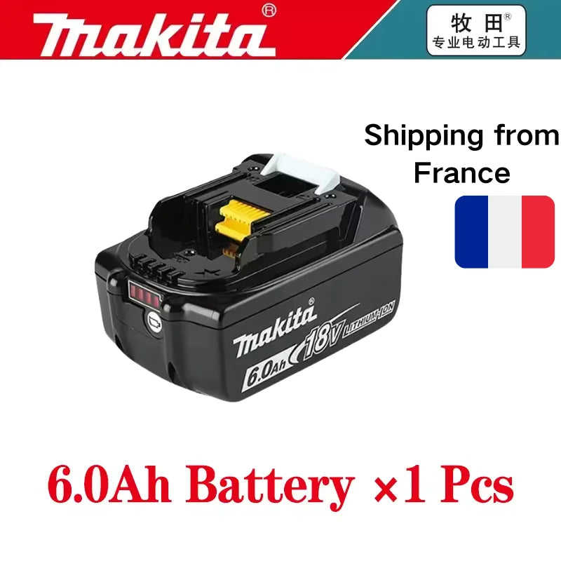 Makita 18V BL1820B 6.0Ah battery packaging, black and yellow, one piece