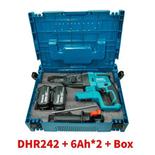 Makita DHR242 function explanation detail, black and white text with icons