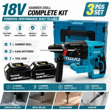 Makita DHR242 18V kit packaging, blue and black set with battery included