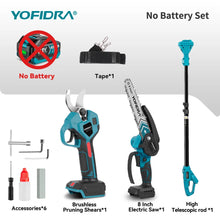 YOFIDRA pole saw in use, brushless motor on telescoping pole in natural setting
