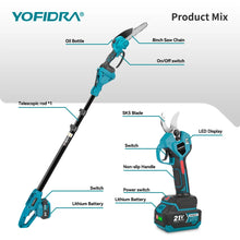 YOFIDRA tool components with battery, blue and black on solid background