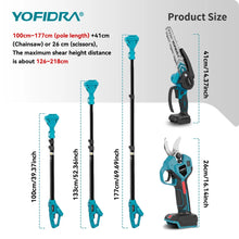 YOFIDRA product size illustration, blue and black on solid background