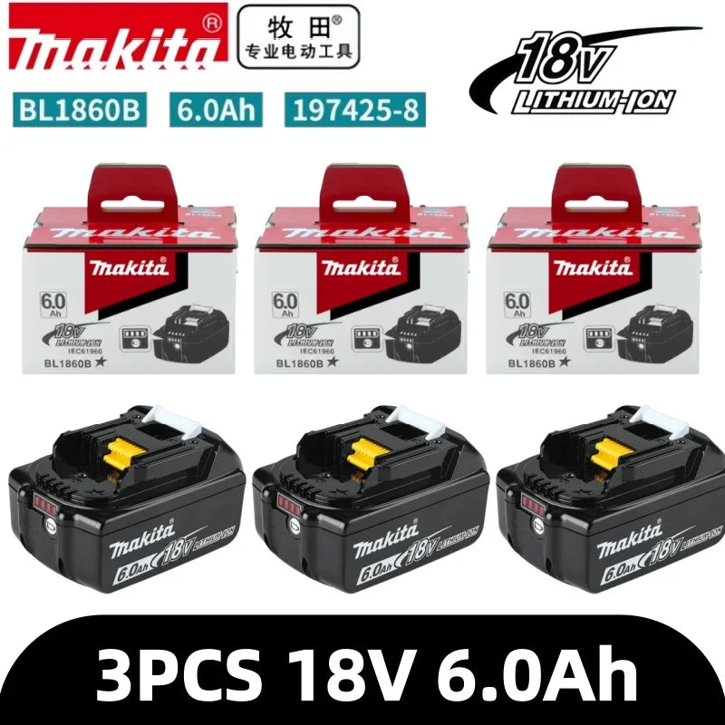 Makita 6Ah battery pack, black and red two-pack front view packaging