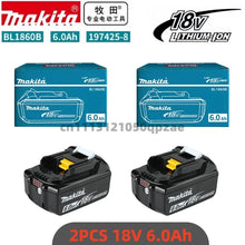 Makita 6Ah battery pack packaging, blue and black, 2-pack