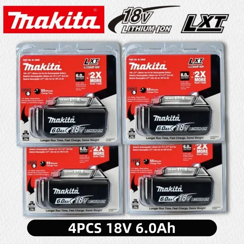 Makita 6Ah battery pack, blue and black front view packaging