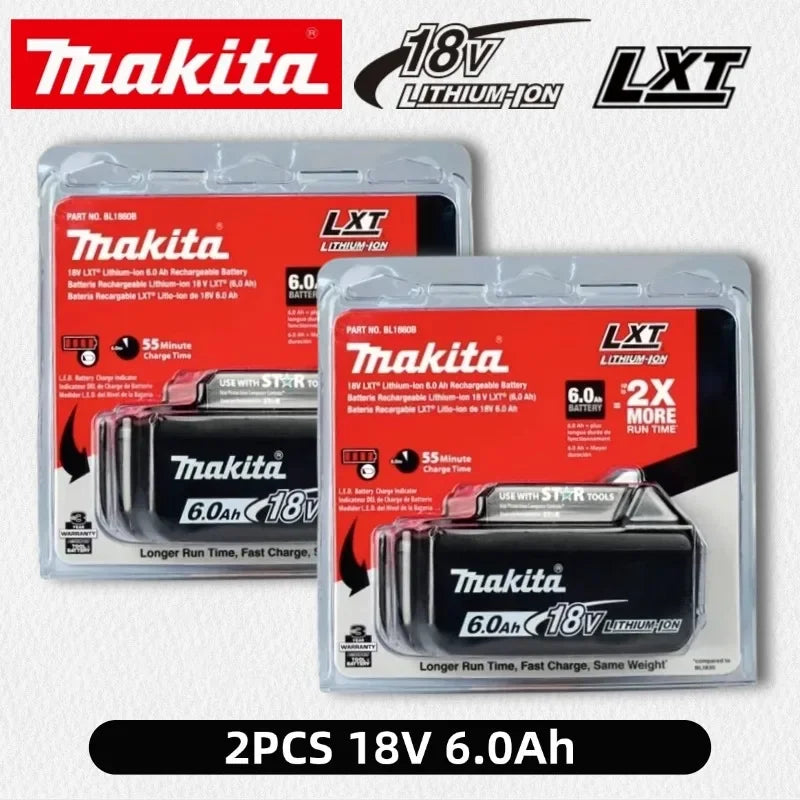 Makita 18V 4.0Ah battery pack packaging, black and red box front
