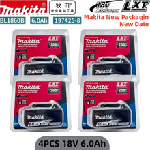 Makita 18V battery packs packaging, red and black four-piece set
