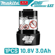 Makita 10.8V Li-ion battery three-pack front view, black packs