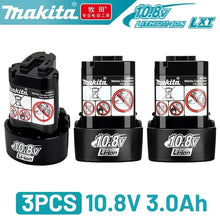Makita 10.8V battery packaging, 3PCS pack labeled 10.8V 3.0Ah