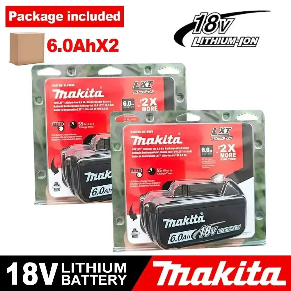 Makita 18V 5.0Ah battery packaging, red black white