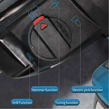 Makita DHR242 control panel detail with speed control and mode selector