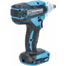 Makita DTW190 front view with LED light, cordless battery included in blue and black