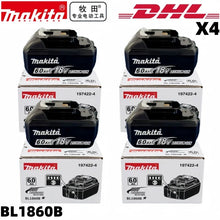 Makita 18V Li-ion battery pack packaging, black and red