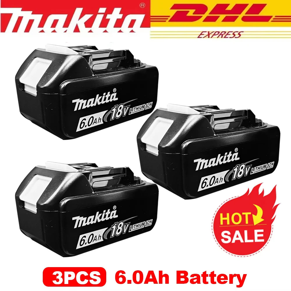 Makita battery pack packaging, black and red with high performance label