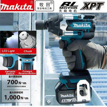 Makita DTW700 packaging, blue and black cordless impact wrench