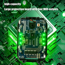 21V lithium battery circuit board detail with LED charge indicators