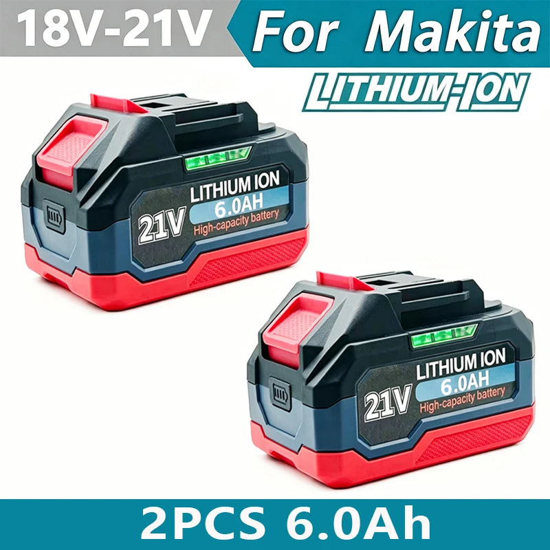 21V Lithium Ion Battery red and black 6.0Ah front view