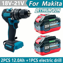 21V Lithium Ion Battery blue drill and two batteries packaging view