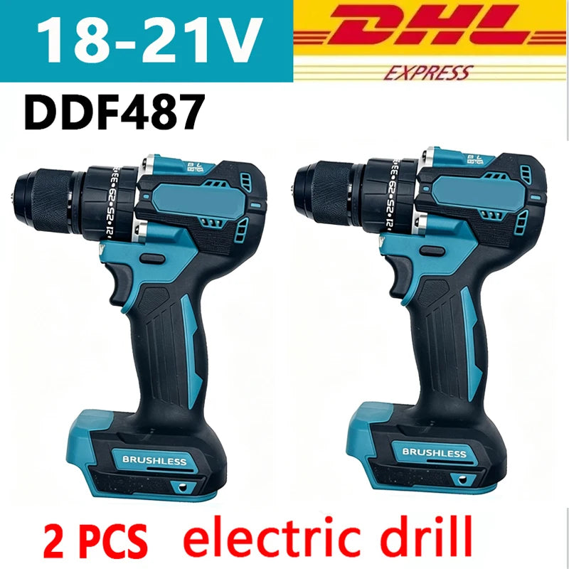 21V Lithium Ion Battery blue and black drill set 18-21V front view