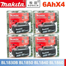 Makita batteries packaging 4-pack, 6Ah capacity, black red and white