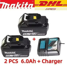 Makita 18V 6.0Ah battery lifestyle shot showing durable casing