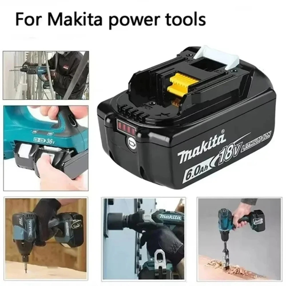 Makita 18V 6.0Ah battery cell detail with LED display