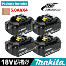 Makita power tool batteries packaging, black and yellow, multiple batteries in box
