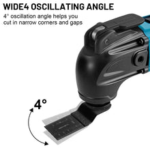 Gisam oscillating multitool detail showing wide 4° oscillating angle