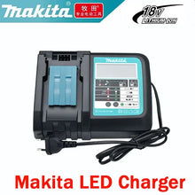 Makita 18V 6000mAh battery and 3A charger, black/blue front view